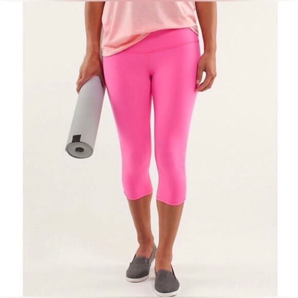 Lululemon power flow hot pink crop leggings - Picture 3 of 11